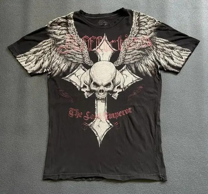 T-shirt d'été pour hommes européens et américains, nouveau modèle, imprimé crâne gothique, doux et r