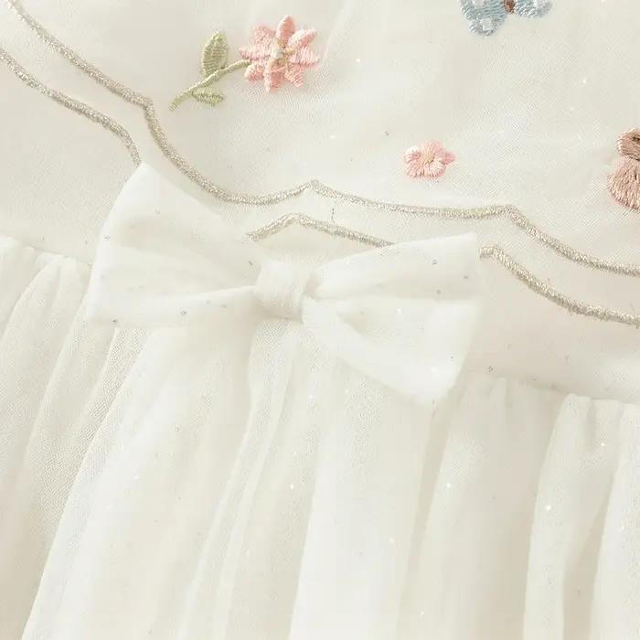 Dave Bella – robe de princesse pour petites filles, automne, manches longues, maille blanche, douce,