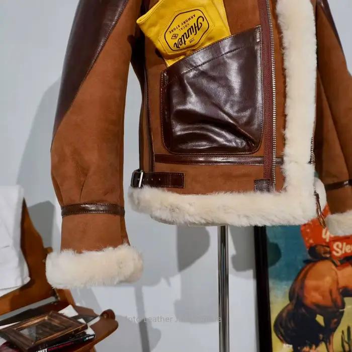 Nouvelle Collection 2026 – Blouson Classique General Barton B3 en Cuir de Cheval avec Manches en Pea