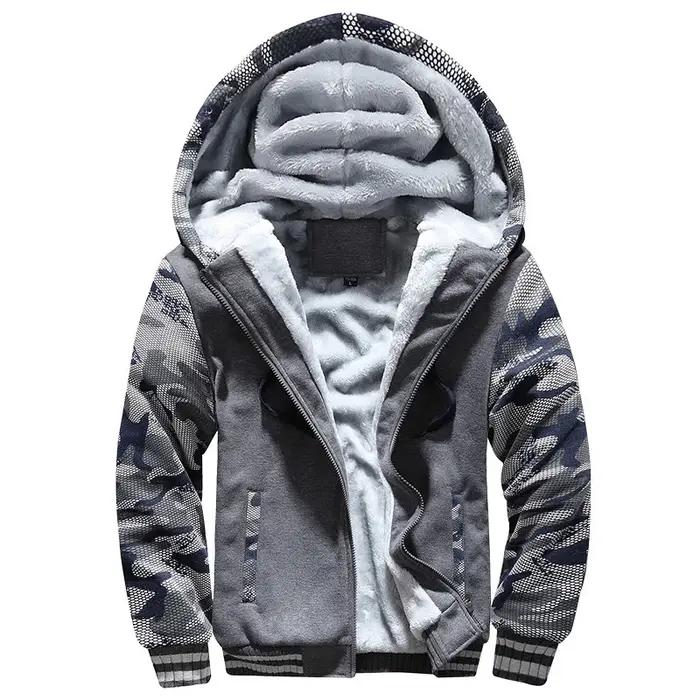 Veste épaisse de Camouflage à capuche pour homme, doudoune polaire à manches longues, décontractée,