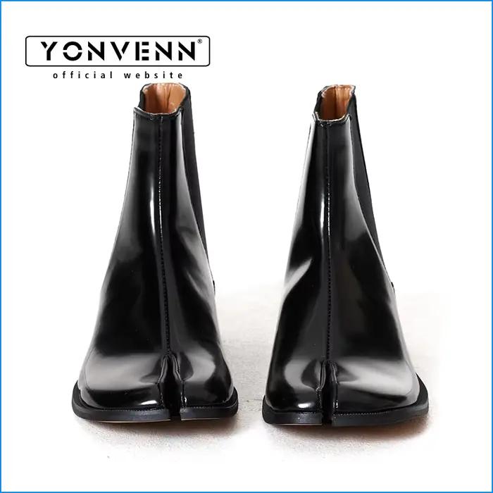 Bottes courtes en cuir véritable Chelsea tabi chaussures à bout fendu sabot de cochon chaussures en