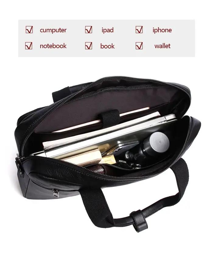 SCHLATUM Sac d'ordinateur de bureau en cuir véritable pour hommes, Porte-documents d'affaires, sacs