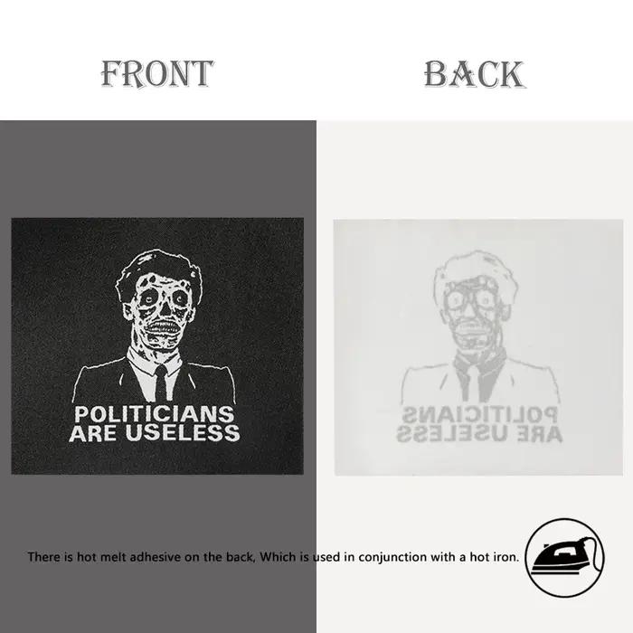 Étiquette tissée absurde, patch punk, badge humoristique, bricolage, fer à coudre sur des patchs noi