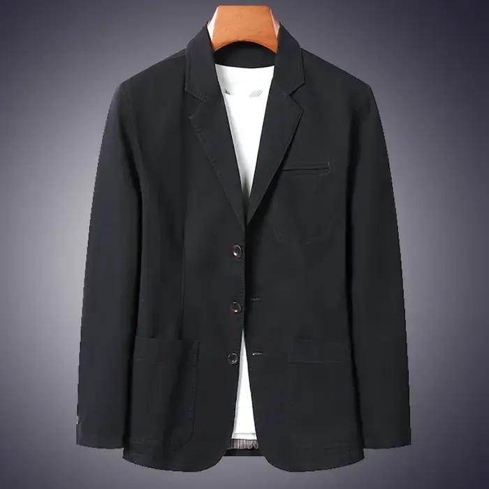 Blazer nouveaux hommes mode affaires couleur unie coupe ajustée travail décontracté coton coréen man