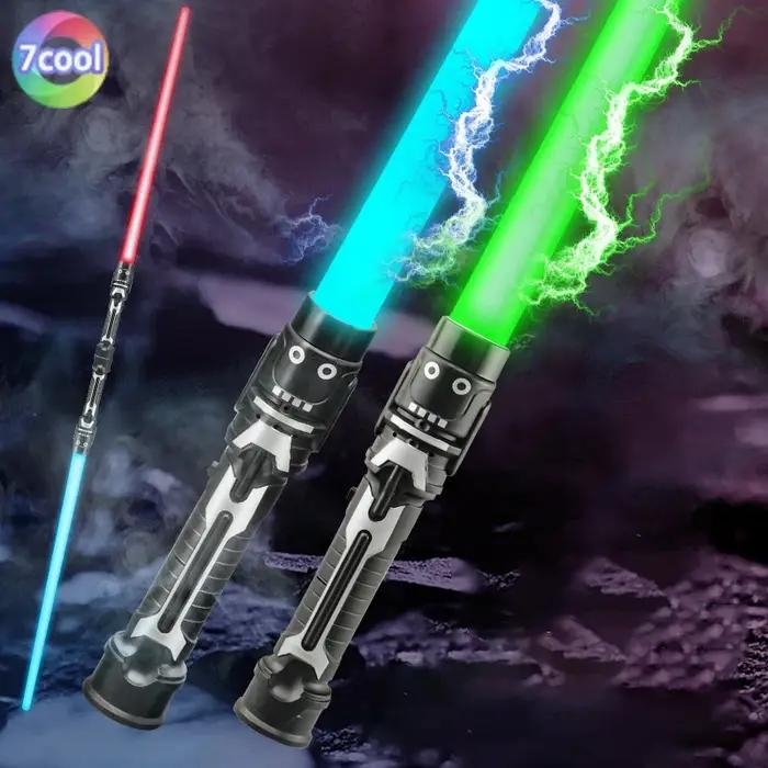 Épée lumineuse colorée, jouets Laser, sabre Laser rouge et bleu, Double sabre télescopique, musique