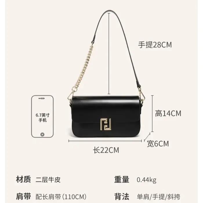 Sac carré en cuir de vache lisse pour femmes – Sac à bandoulière élégant sous les bras pour filles p