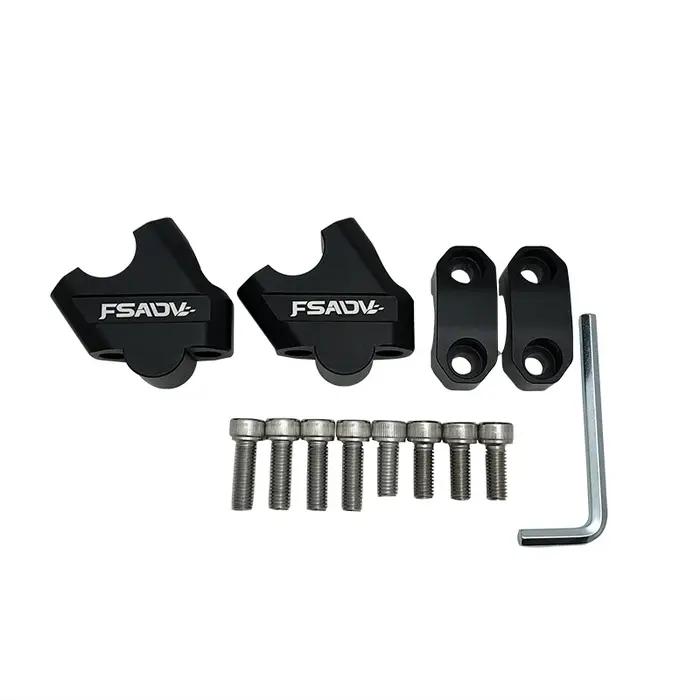 Pince de poignée de montage de barre de montage de guidon de 22mm, argent noir pour moto SUZUKI DL65