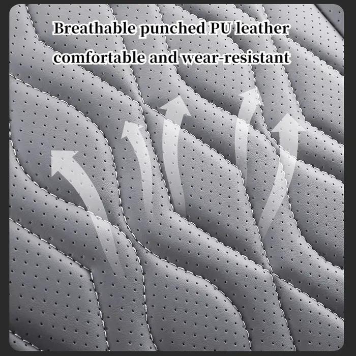 Housse de siège de voiture simple universelle en cuir PU perforé design entièrement enveloppant confortable pour toutes les saisons adapté à la plupart des voitures