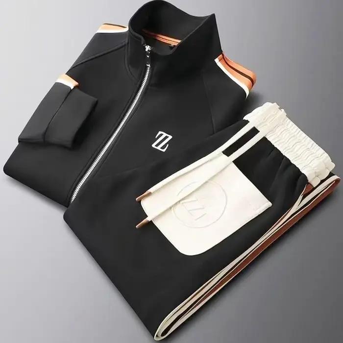 Ensemble de survêtement homme 2026 – Veste et pantalon tendance brodés – Tenue de sport deux pièces