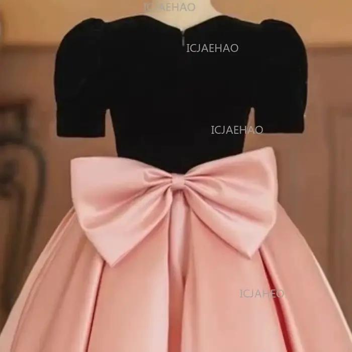Nouvelle Robe de Princesse en Satin Simple pour Filles, Collection 2026, Manches Bulles, Idéale pour
