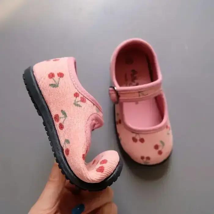 HoneyCherry – chaussures en toile de velours côtelé pour filles, chaussures d'intérieur à bouche car