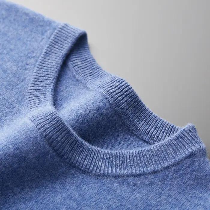 Pull en cachemire sans couture pour homme, col rond, tricoté, décontracté, 100% Pure laine, hauts à