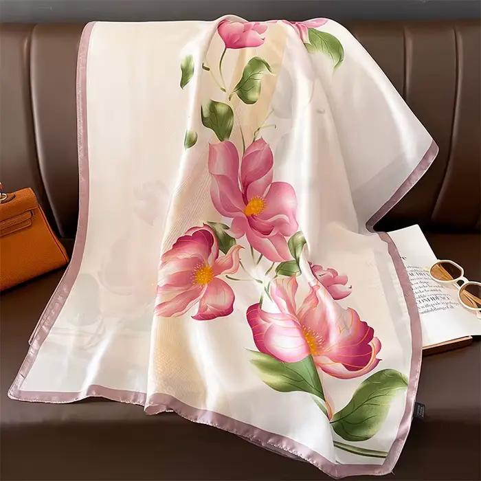 Femmes 180*90 cm mode belles foulards en soie douce femme dame châle Hijab Wrap Foulard Bandanna sil