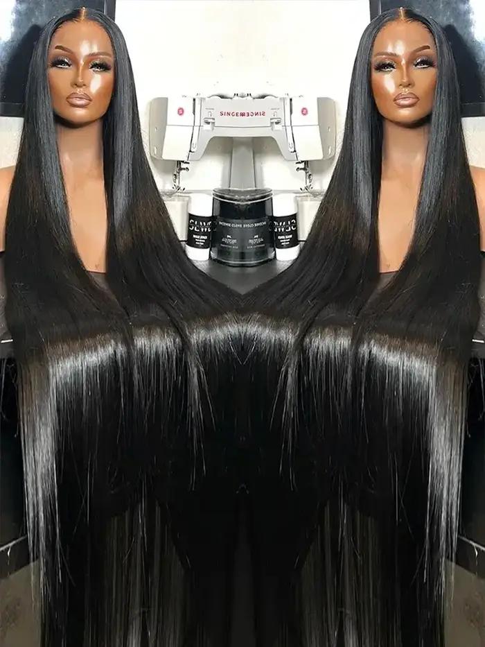 Perruque Lace Closure Wig sans colle naturelle, cheveux humains, pre-plucked, closure 7x5, 13x4, nai