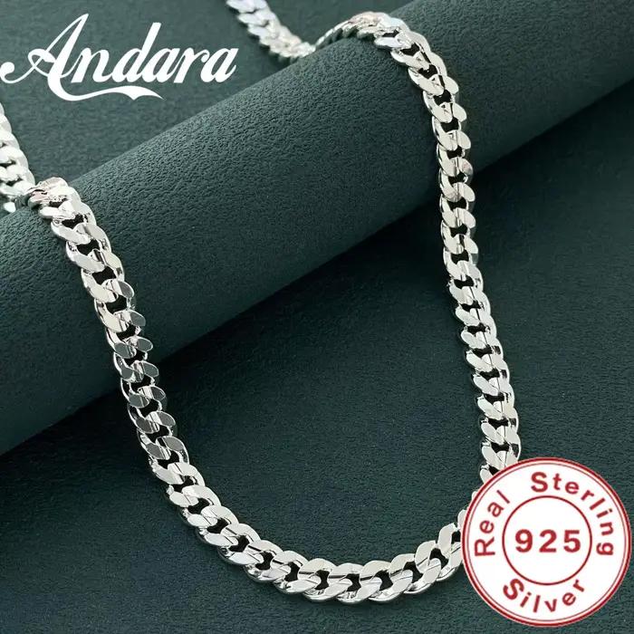 Breloque en argent Sterling 925 de haute qualité, chaîne de 7MM, bracelets et colliers, ensemble de