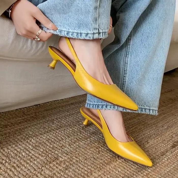 MORAZORA – sandales en cuir véritable pour femmes, grande taille 34-42, chaussures à bout pointu, à
