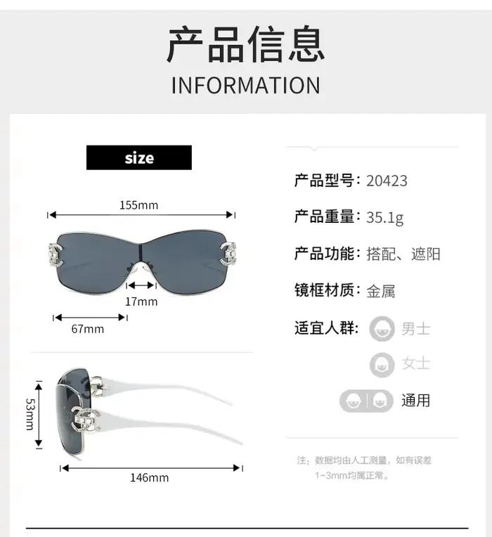 Lunettes de soleil de luxe surdimensionnées en diamant, une pièce, Punk, Vintage, pour femmes et hom