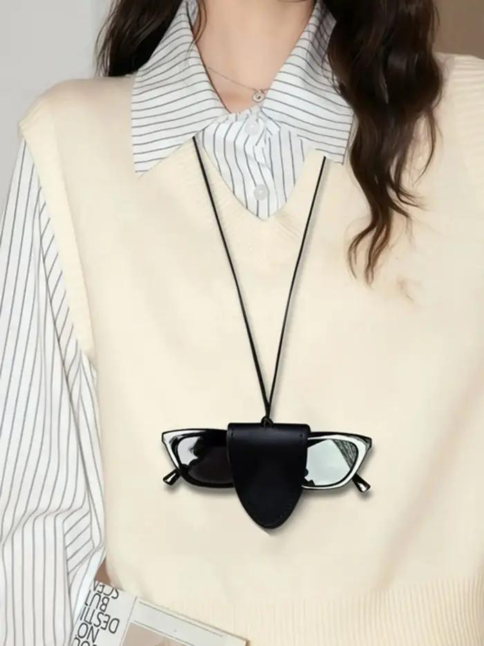 MIYIN portable suspendu cou lunettes sac de rangement pendentif en cuir PU voyage lunettes de soleil