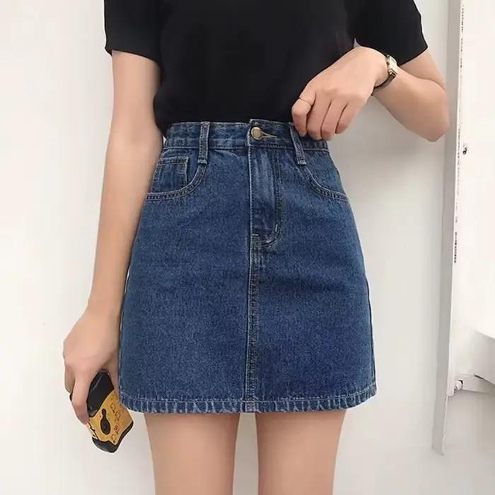 Été Denim jupe courte pour femmes haute Wiast Sexy sac serré jupes de hanche dame coupe ajustée Y2K