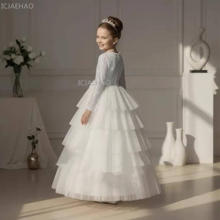 Robes Blanches pour Filles, Jupe Tutu Enfant, Robe de Princesse pour Anniversaire, Tenue de Spectacl