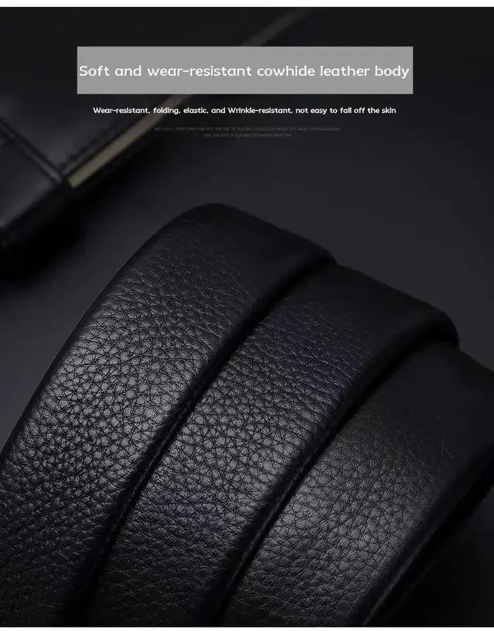 Ceinture en cuir de vache, ceinture en cuir pour hommes, boucle automatique, couche supérieure pour