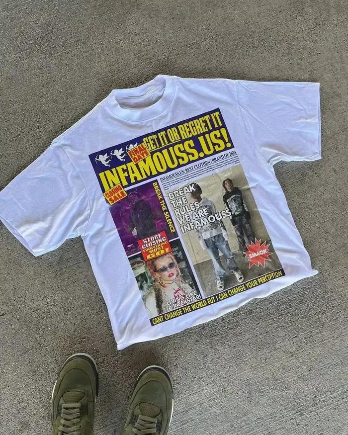 Harajuku journal américain graphique t-shirts Y2k hauts surdimensionné t-shirt Couple Pro choix goth