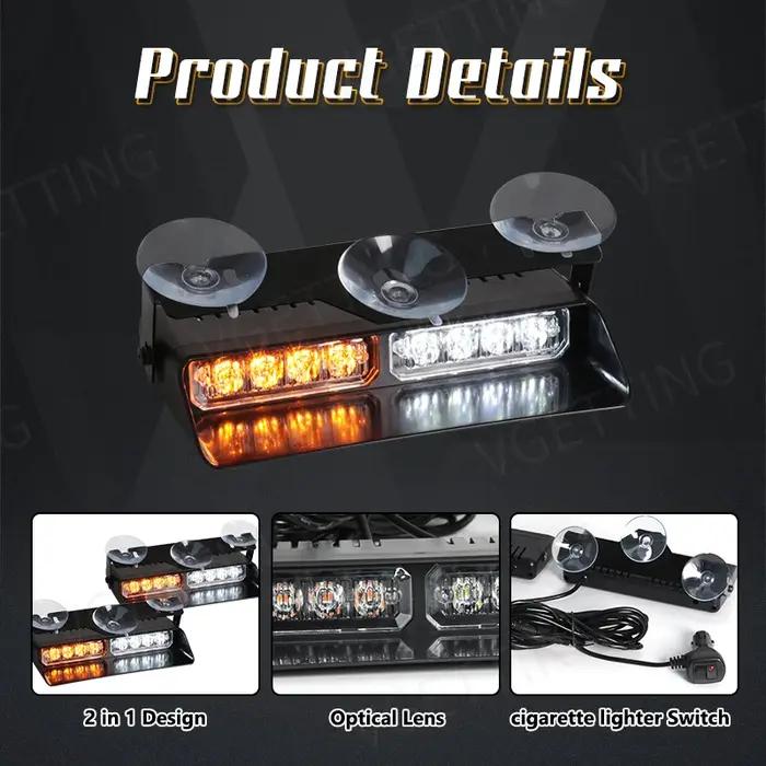 Lumières stroboscopiques LED 2 en 1 pour voiture, Flash d'urgence, lampe d'avertissement, barre de p