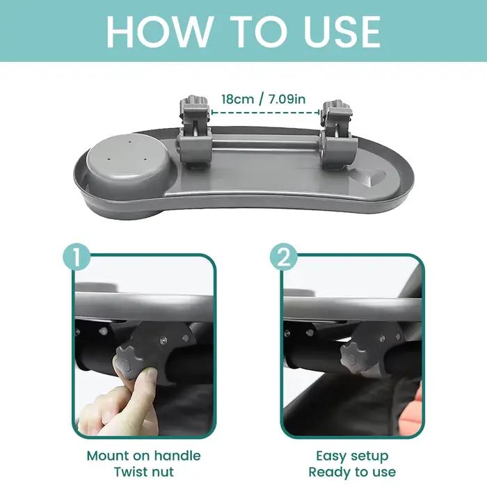 1 plateau universel pour collations de bébé pour poussette avec porte-gobelet, plateau pour collatio