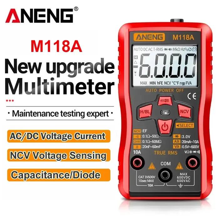 Multimètre numérique Mini Mmultimetro 6000 points ANENG M118A tension ca capacité automatique résist
