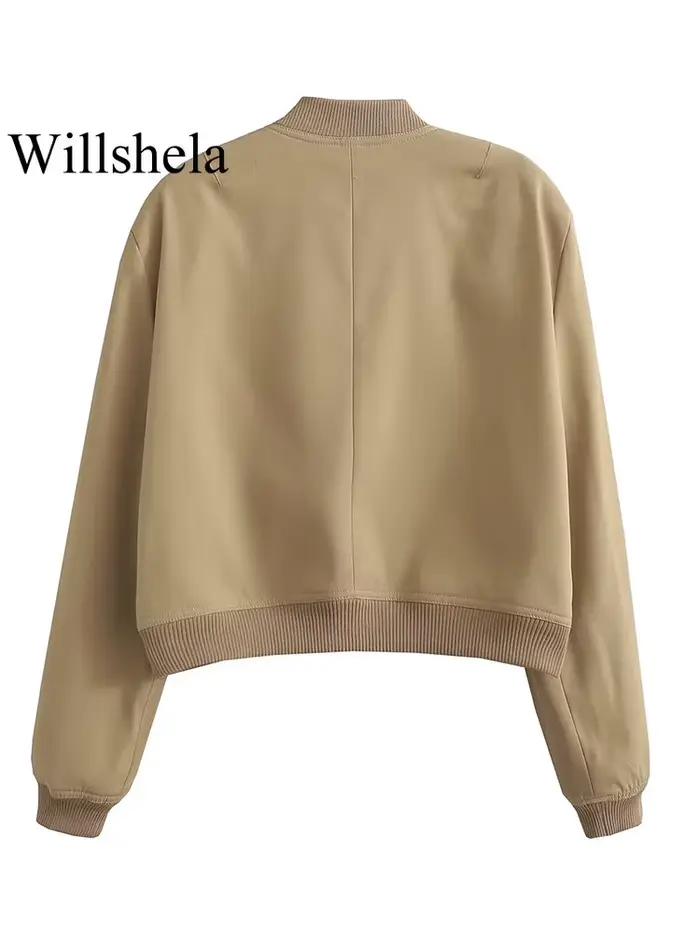 Willshela femmes mode solide Bomber vestes manteau avec poches col en v simple boutonnage manches lo