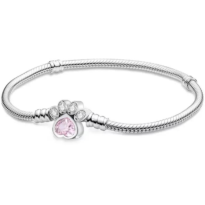 Bracelet en argent sterling 925 personnalisé, simple, en forme de cœur, à griffes, pour la fabricati