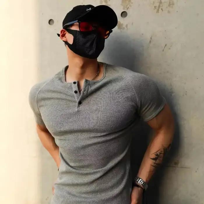 T-shirt hommes décontracté à manches courtes jogging musculaire musculation T-shirt mâle gymnase Fit