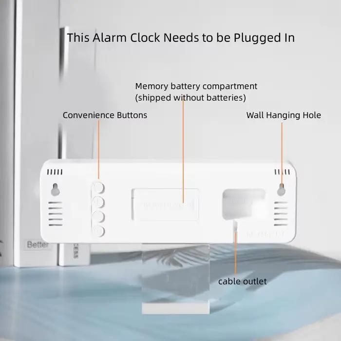 Grande horloge murale numérique de 9 pouces, alimentée par USB, température et humidité, variateur a