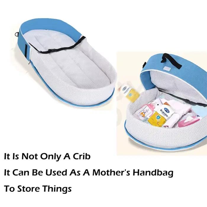 Berceau de bébé pliant anti-écrasement avec moustiquaire matelas confortable pour nouveau-né camping et déplacements