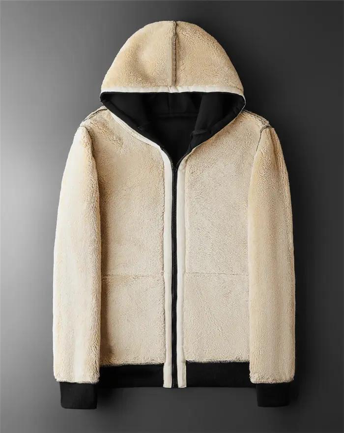 Hommes hiver laine d'agneau fermeture éclair veste en coton hommes plus épais grande taille veste ch