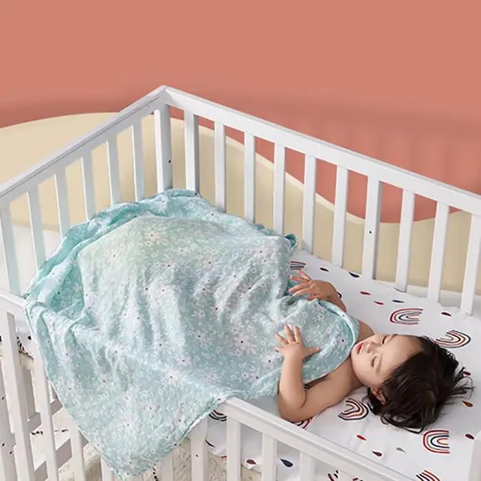 Couverture d'emmaillotage en mousseline pour bébé, serviette de bain douce pour nouveau-né, coton de