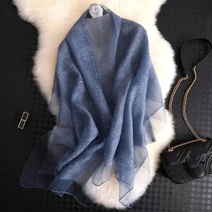 Injwool-Écharpe de Marque pour Femme, Foulard Solide, Pashmina, Châles et Round Big Size, Serviette