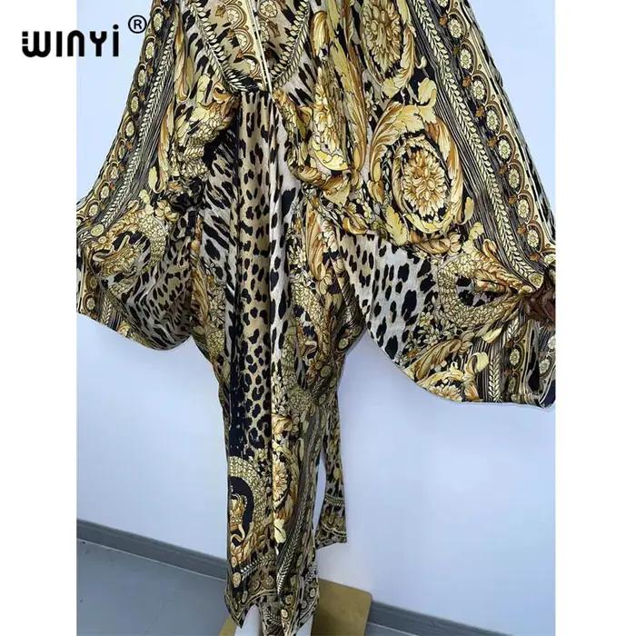 WINYI – caftan de plage Sexy, sensation de soie, rayonne, imprimé à la mode, Maxi, robes longues pou