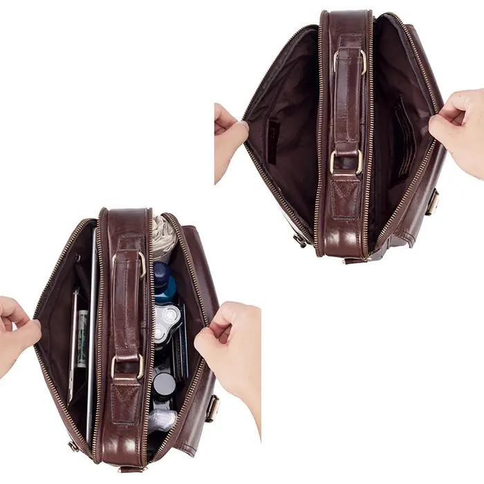Tout nouveau sac de messager en cuir de vachette hommes sac à main en cuir véritable mâle voyage Pad