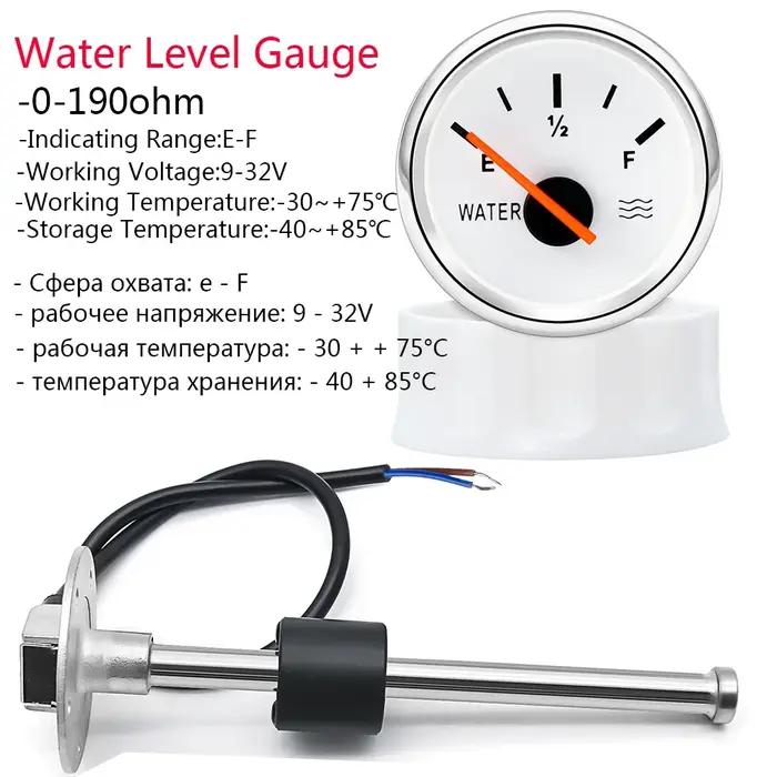Jauge de niveau d'eau capteur de niveau d'eau 52mm indicateur de niveau d'eau avec lumière rouge 100