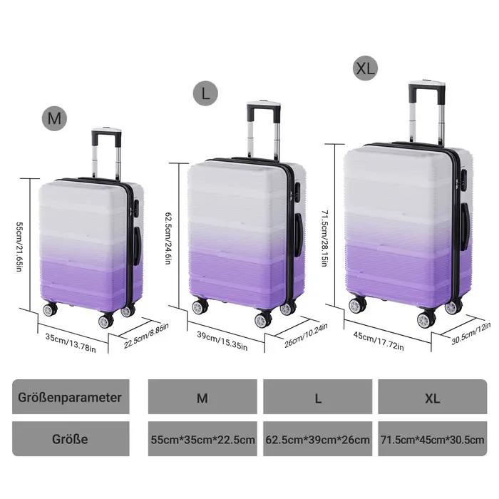 Superaly Ensemble de bagages 3 pièces, ensemble de bagages rigides en ABS avec 4 roues silencieuses