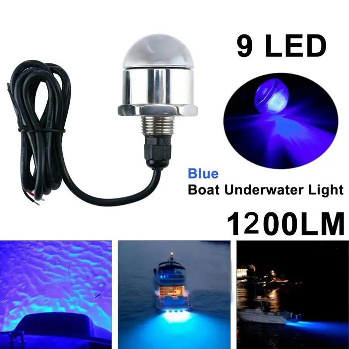 9 LED de vidange 12V 1/2 pouces, en acier inoxydable M12 x 1.25, lumière sous-Marine pour bateau, bl
