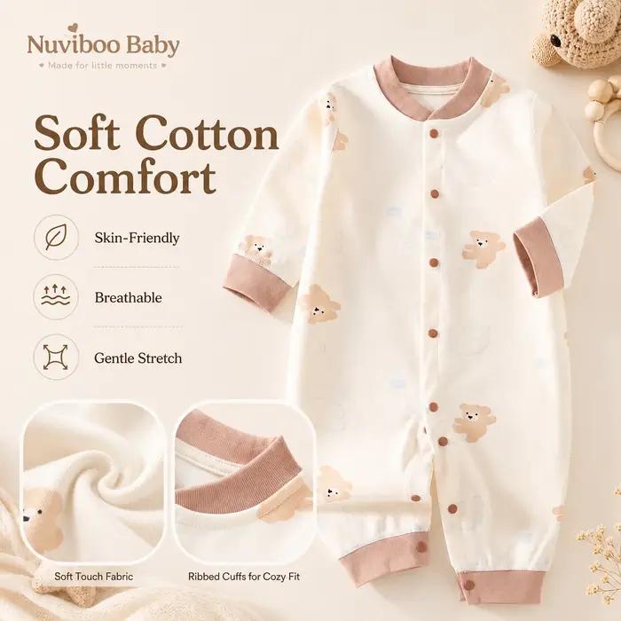 Vêtements d'automne pour bébé en 100% coton sous-vêtements nouveau-né barboteuse à manches longues vêtements de détente body une pièce