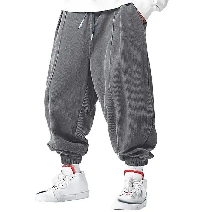 Printemps automne hommes décontracté ample cordon pantalon mode pantalons de survêtement couleur uni