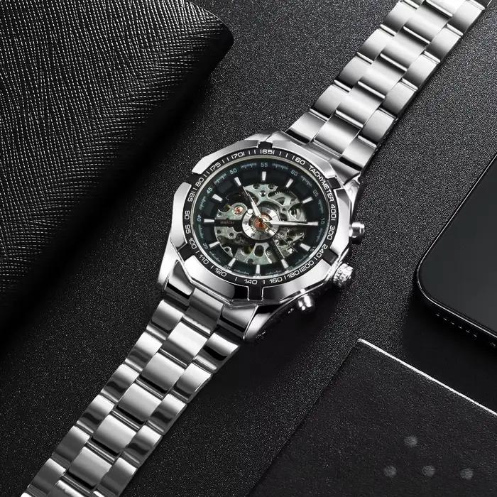 WINNER – montre squelette classique pour hommes, aiguilles lumineuses, mécanique, bracelet en acier