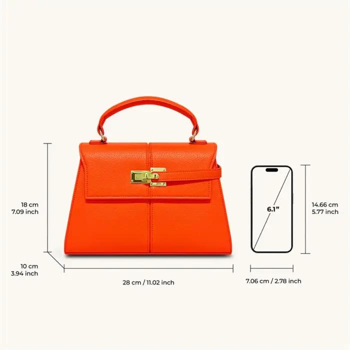 Sac à main orange de luxe pour femme Elise Designer 2026 – Nouveau sac fourre-tout tendance, petit e
