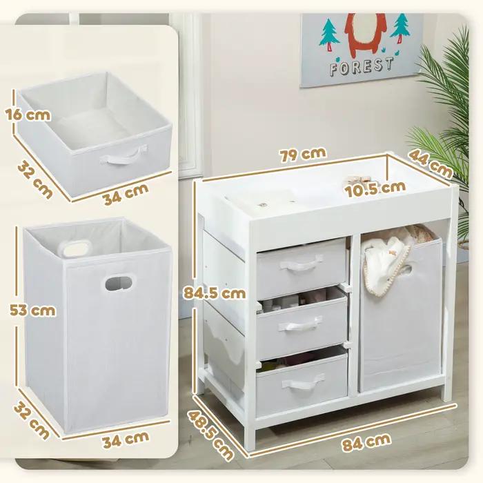 AIYAPLAY Unité à langer pour bébé avec 4 tiroirs, table à langer