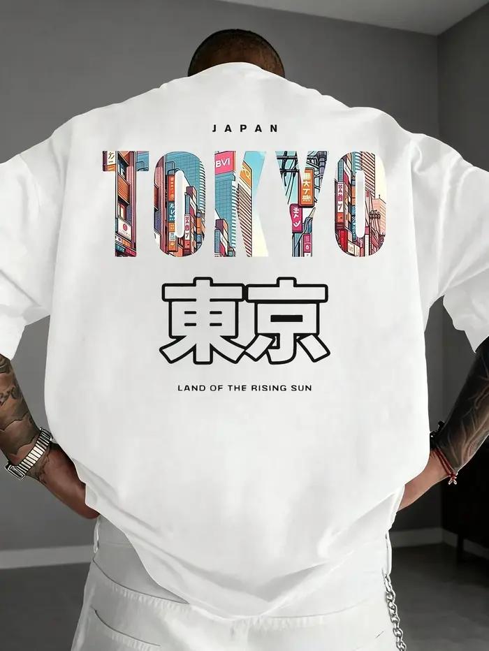 T-shirts en coton à imprimé lettres Tokyo Japon pour l'été, T-shirts à manches courtes pour hommes,