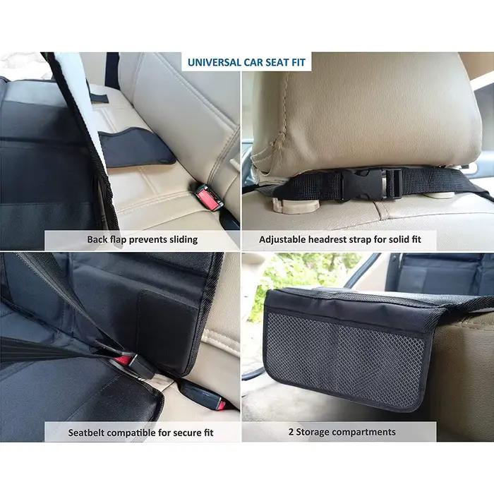 Protégeur de siège de voiture pour bébé antidérapant résistant à l'usure avec poche de rangement pour sièges de sécurité universels occasions quotidiennes et familiales