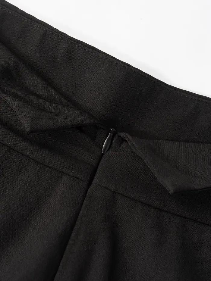 Nouveau pantalon noir pour femme, printemps-été, décontracté, taille haute, coupe large, style taill